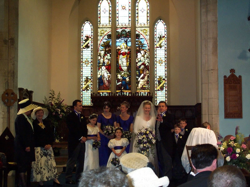 The happy couple, Darren & Loiuse, inside the church